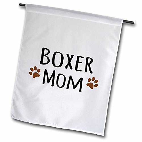 3dRose Boxer Dog Mom  Doggie by Breed  Brown Muddy Paw Prints Love  Garden Flag 12 by 18