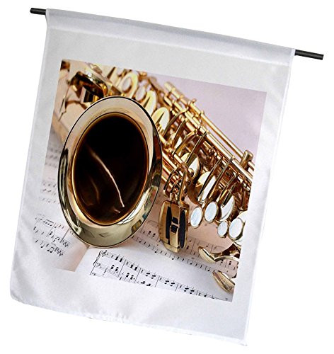 3dRose Print of Close Up of Saxophone On Sheet Music  Garden Flag 18 by 27