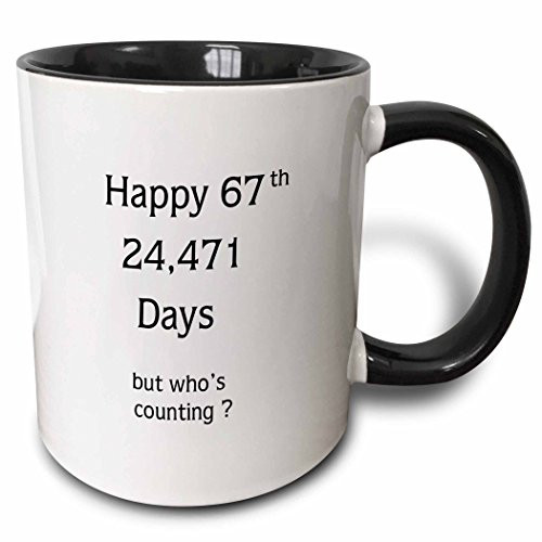 3dRose Print Of Funny Happy 64 Birthday Or Anniversary Two Tone Black Mug 11 oz