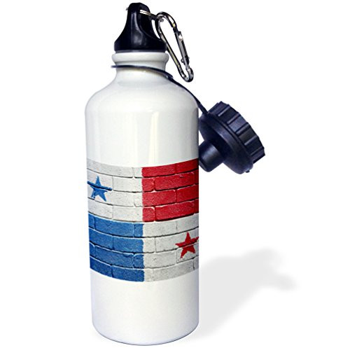 3dRose National Flag of Panama Painted onto A Brick Wall Panamanian Sports Water Bottle 21 oz Natural