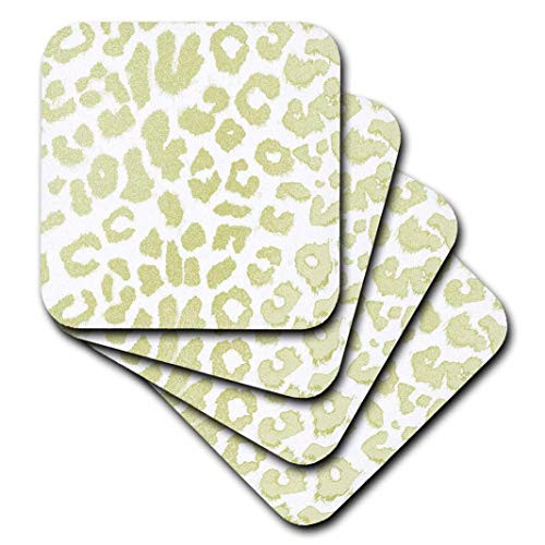 3dRose Lime Green Leopard Print Animal Prints Fashion  Soft Coasters set of 8