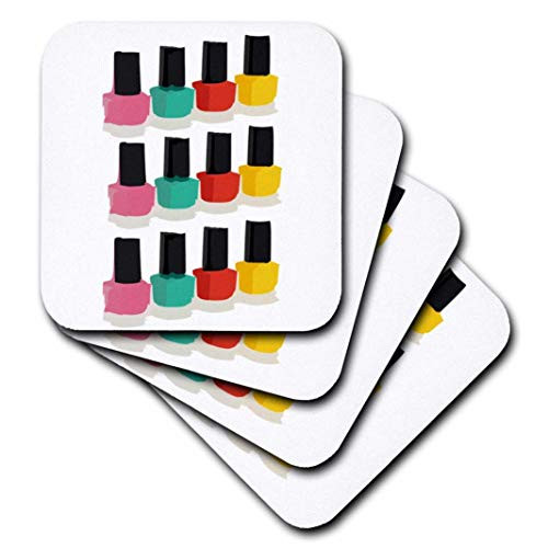 3dRose Print of Rows of Nail Polish Repeat  Soft Coasters set of 8