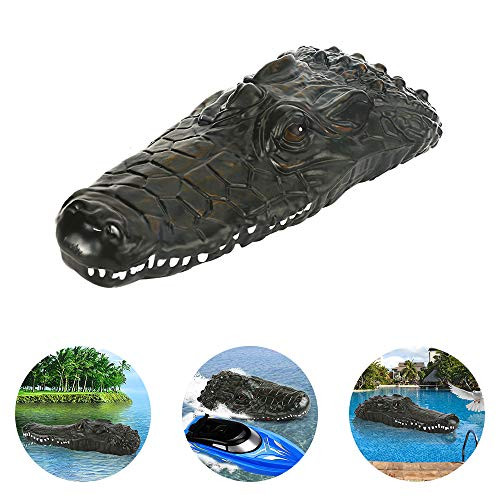 Flantor Crocodile Head Spoof Toy 2 in 1 Crocodile Electric Boat Toy 24G Remote Control Electric Racing Boat Water Racing for Swimming Pools Ponds Lakes
