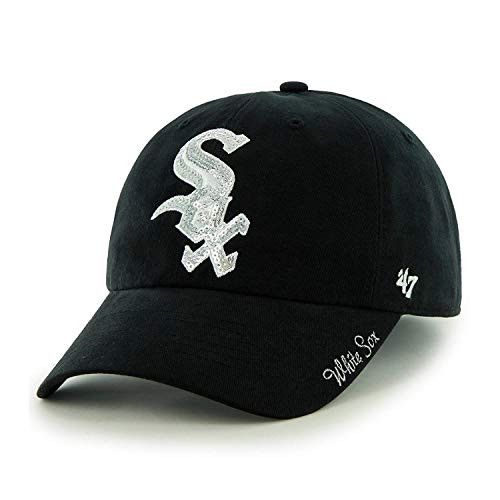 47 Chicago White Sox Black Sparkle Glitter Clean Up Adjustable Cap MLB Adjustable Ladies Relaxed Fit Baseball Hat 47 Chicago White Sox Black Sparkle Glitter Clean Up Adjustable Cap MLB Adjustable Ladies Relaxed Fit Baseball Hat