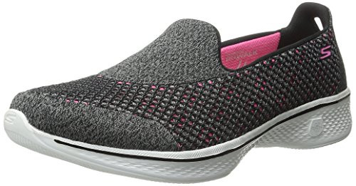 Skechers Performance Womens Go Walk 4 Kindle SlipOn Walking ShoeBlackHot Pink8 M US