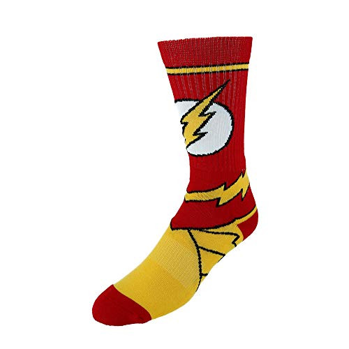 Bioworld DC Comics Flash Suit Up Crew Socks One size fits most men women and teens Red