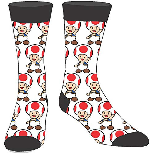Super Mario Bros Toad Crew Sock Pair White Super Mario Bros Toad Crew Sock Pair White