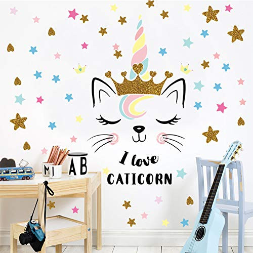 Unicorn Wall Sticker Bedroom Decal Kids Room Wall Decoration Vinyl Unicorn Wall Decal Nursery Mural Sticker Birthday Christmas Unicorn Gift for GirlsI Love