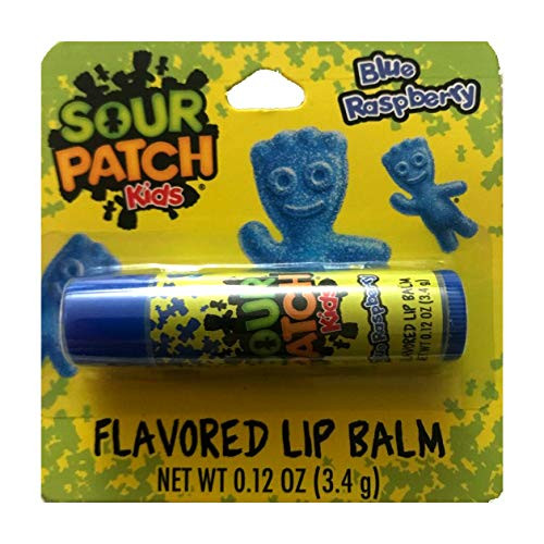 Taste Beauty 1 Stick Sour Patch Kids Blue Raspberry Candy Flavored Lip Balm Gluten Free  Blue Tube Carded  Net Wt 012 oz