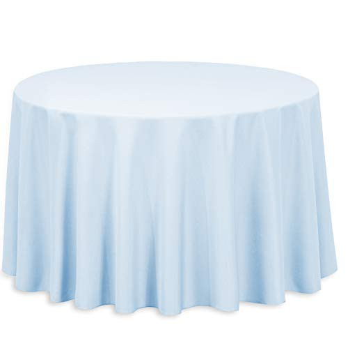 LinenTablecloth 108-Inch Round Polyester Tablecloth Baby Blue