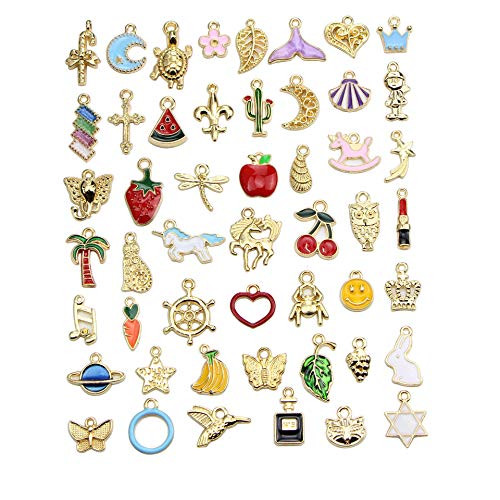 50Pcs Assorted Alloy Enamel Pendants Necklace Bracelet Charms Charm Pendant DIY Jewelry Making Ear Hook Bracelet Necklace Christmas Decoration