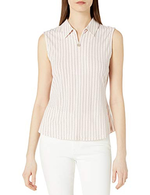 Tommy Hilfiger Womens Zip Front SleevelessKnit Top PowderMidnight XLarge