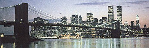 Manhattan Skyline The Bridge and Beyond 36x12 Art Print Poster Panoramic Night Brooklyn Bridge Twin Towers World Trade Center New York City Michael Pasdzior Manhattan Skyline The Bridge and Beyond 36x12 Art Print Poster Panoramic Night Brooklyn Bridge Twin Towers World Trade Center New York City Michael Pasdzior