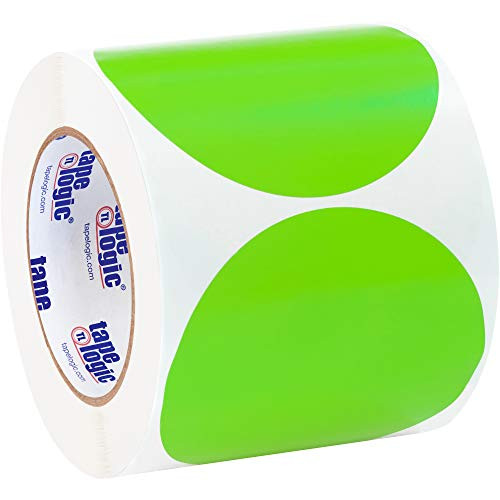 Tape Logic TLDL615J Inventory Circle Labels4 Fluorescent Green 1 Roll of 500 Labels