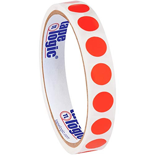 Tape Logic TLDL690G 12 Inventory Circle Labels Fluorescent Red 1 Roll of 500 Labels
