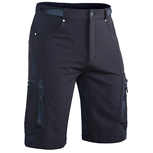 Hiauspor Mens MTB Mountain Bike Shorts for Cycling Biking Riding Cycle Bicycle Shorts for Men Wear Relaxed Loosefit Black XL