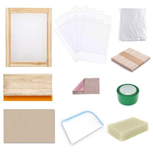 Screen Printing SetSilk Screen Frame69 Pieces Durable Safe DIY Silk Screen Frame Mesh Printing Kit Print Starter Tool Set with Squeegee