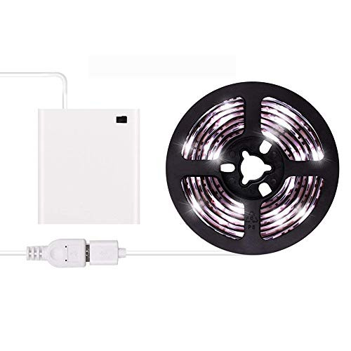 LED Strip Lights USB or Battery Powered USB LED Lighting Strip Kit 3m98ft Waterproof Super Bright LED Tape Light Cool White