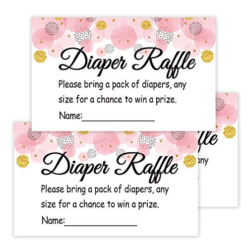 50 Pink Wave Point Diaper Raffle Tickets for Baby Shower Invitation Inserts Baby Shower Game Cards