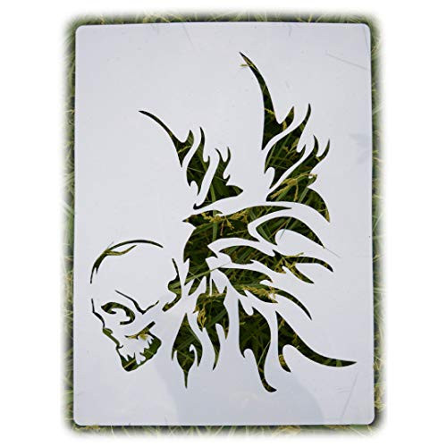 SOOQOO Punisher Skull Stencil for Painting on Wood Walls Fabric Airbrush More  Large 12 x 16 inch  Reusable Mylar Template