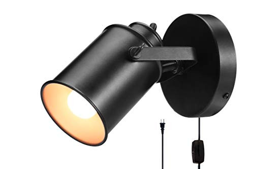 NOTOC Industrial Wall Lights Adjustable Retro Black Wall LampPlug in Wall Sconces Lamp Swing Arm Wall Lamp with OnOff Switch Wall Mounted Wall Sconce Lamp for Bedroom Living Room Loft Bar Cafe