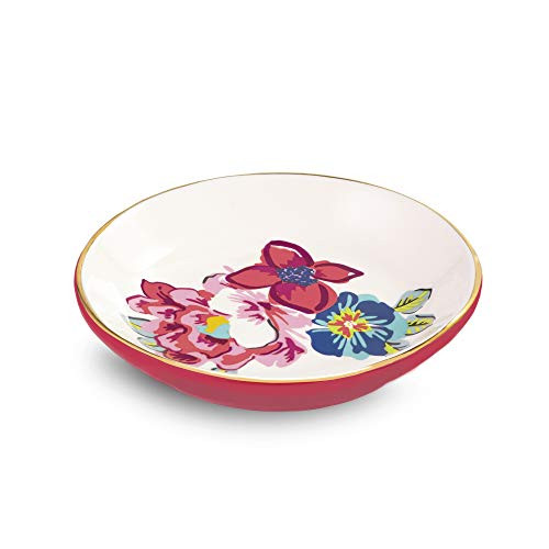 Vera Bradley Women's Ceramic Jewelry Holder Ring Dish, Pretty Posies