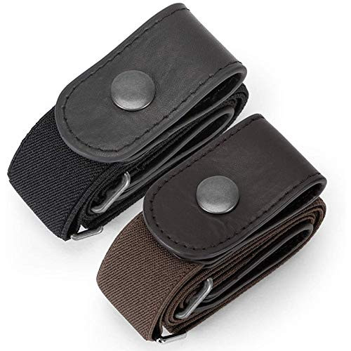 2 Pack Buckle Free Comfortable Elastic Belt for Women or Men WHIPPY Buckleless No Bulge No Hassle Invisible Belts Black Coffee Fit Pants Size 3248 Inches