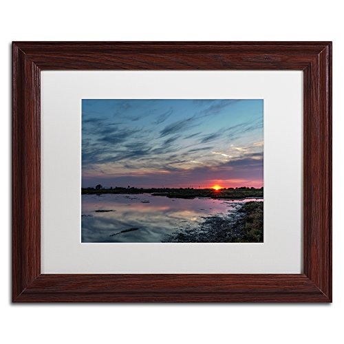 Boundary Bay Sunset 2 by Pierre Leclerc White Matte Wood Frame 11x14