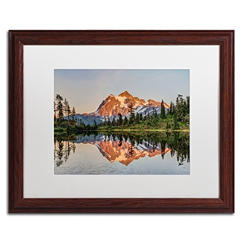 Picture Lake Sunset by Pierre Leclerc White Matte Wood Frame 16x20 Picture Lake Sunset by Pierre Leclerc White Matte Wood Frame 16x20