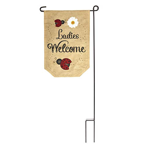 The Lakeside Collection Ladybug Garden Flag with Removable Metal Stake  Ladies Welcome