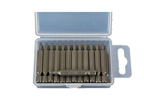 TEMO 25pc T10H Tamper Proof Security Torx 2-Inch (50mm) Screwdriver Insert Bits