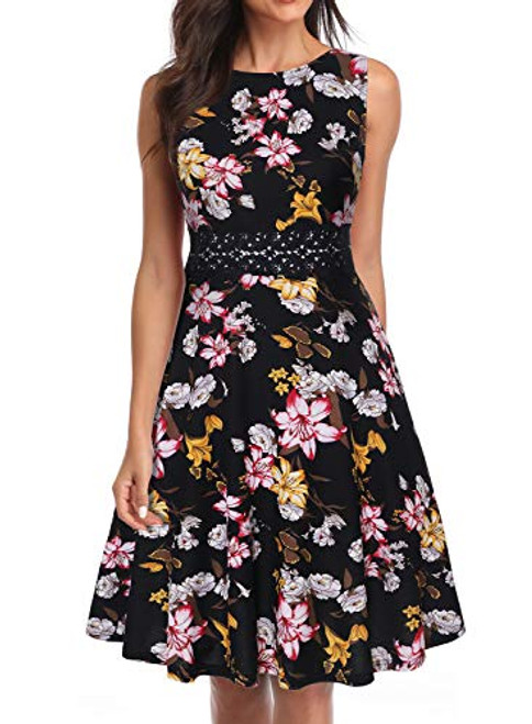 OWIN Womens Vintage Floral Lace Flared ALine Swing Casual Party Cocktail Dresses Sleeveless OWIN Womens Vintage Floral Lace Flared ALine Swing Casual Party Cocktail Dresses Sleeveless