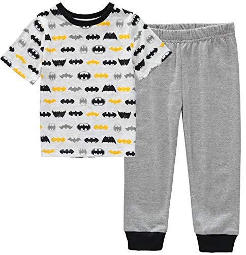 DC Comics Infant Boys Batman Crew Neck TShirt and Baby Sweatpants 2 Piece Set WhiteGrey 18 Months