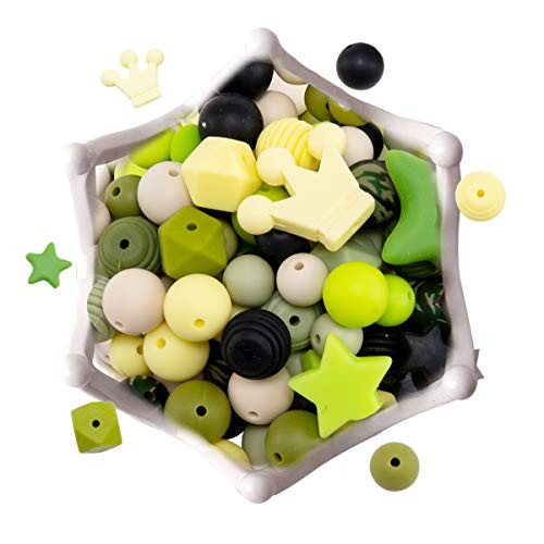 Silicone Teether Beads DIY Set Baby Pacifier Clips 100pc Chewable Bead Baby Teether Toys BPA Free Nursing Teething