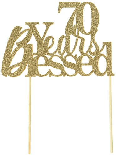 All About Details Gold 70-Years-Blessed Cake Topper