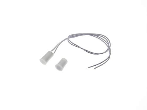 RESALET Magnetic Reed Switch Alarm NO Normally Open Recessed Wired Contact Sensor for Window Door Security System White RC33