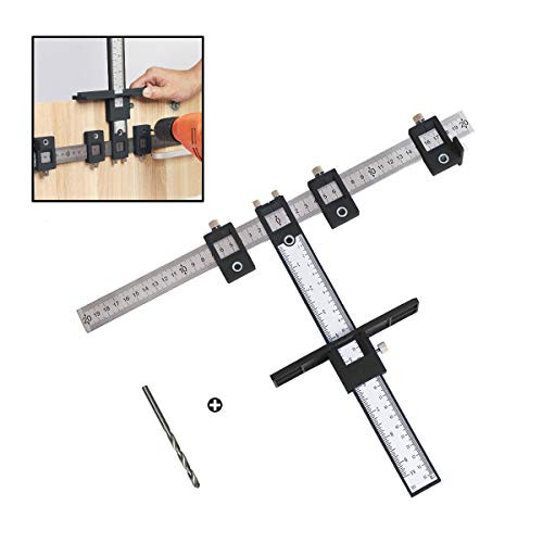 Cabinet Drill Guide Jig Punch Locator Adjustable Cabinet Handle Template Tool Wood Jigs for Installation of Cabinet Door Pulls Knobs Handles