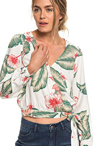 Roxy Juniors Empire State View Wrap Top Marshmallow Tropical Love XS