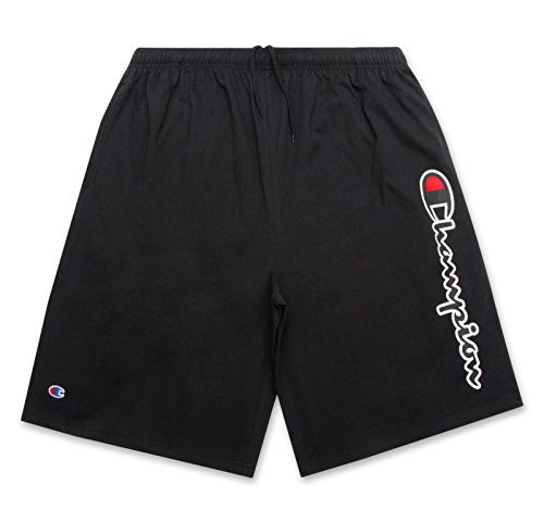 Champion Mens Big and Tall Lightweight Cotton Jersey Shorts with Script Logo Black 1X Big Champion Mens Big and Tall Lightweight Cotton Jersey Shorts with Script Logo Black 1X Big