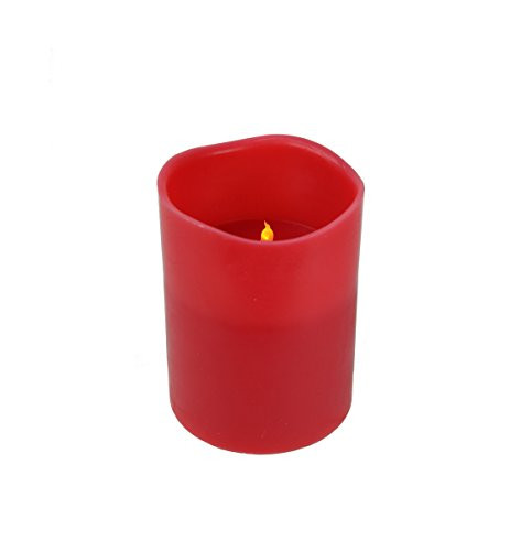 Northlight 20921698 8 Red Battery Operated Flameless LED Lighted 3Wick Flickering Wax Christmas Pillar Candle