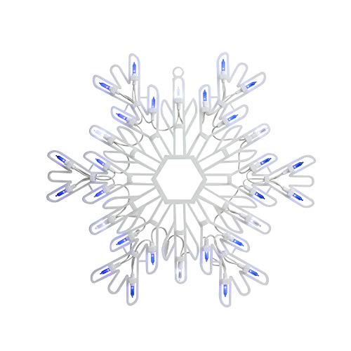 Northlight 15 LED Lighted Pure White and Blue Snowflake Christmas Window Silhouette Decor
