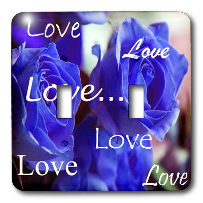 3dRose lsp_6912_2 Three Bright Blue Roses With Love Double Toggle Switch Multicolor