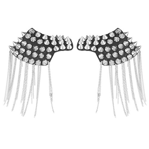 BESTOYARD Fringe Shoulder Pieces Rivet Tassel Chain Epaulet Shoulder Boards Badge Uniform Accessories Silver