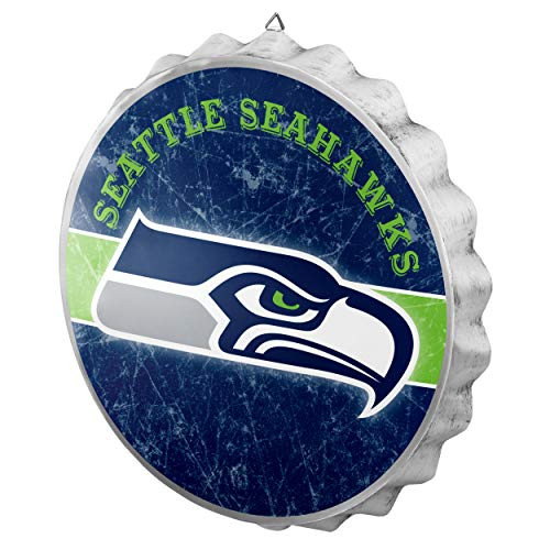 FOCO Seattle Seahawks NFL Metal Distressed Bottlecap Sign FOCO Seattle Seahawks NFL Metal Distressed Bottlecap Sign