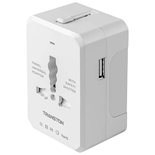 Travel Adapter Worldwide All in One Universal Travel Plug Adapter AC Power Plug International Wall Charger with USB Charging Ports for USA EU UK AUS Cell Phone Laptop White
