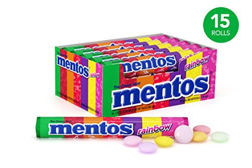 Mentos Chewy Mint Candy Roll, Rainbow, Non Melting, 1.32 ounce/14 Pieces (Pack of 15)