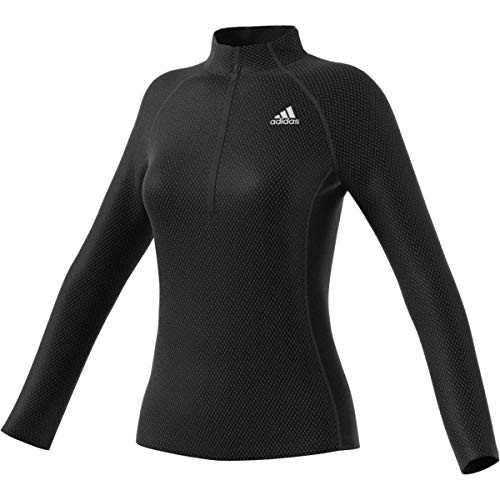 adidas Team 19 Long Sleeve QuarterZip Top  Womens MultiSport BlackWhite Large