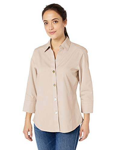 Foxcroft Womens Plus Size NonIron Essential Paige Shirt Driftwood 20W