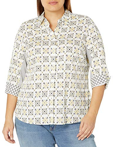 Foxcroft Womens Plus Size Button Front Shirt Sunbeam 22W