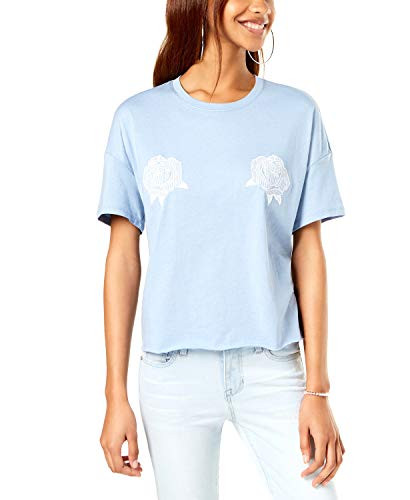 Carbon Copy Womens Embroidered Cropped Top Dusty Blue Large